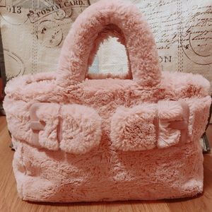 Used SAMANTHA THAVASA pink faux fur handbag